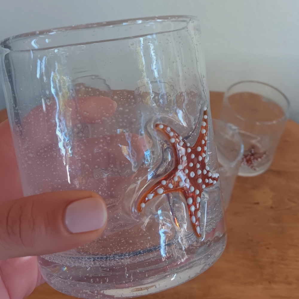 Starfish Handblown Lowball Tumbler Set Of 6 - Picture 2 of 7